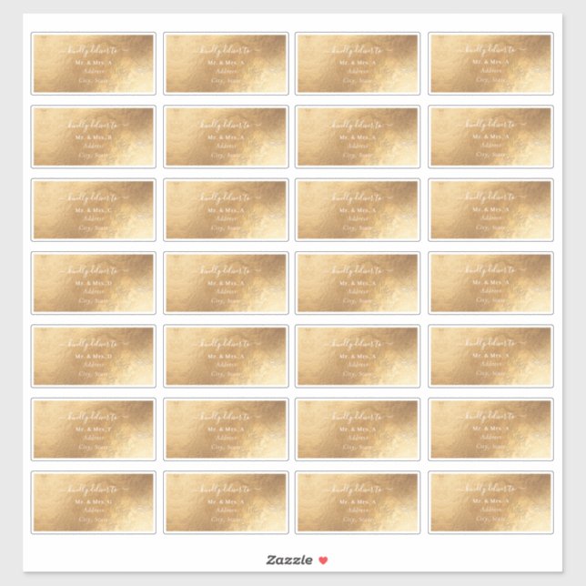 Adesivo Faux Dourado do Endereço de Convidado DIY do Scrip (Folha)