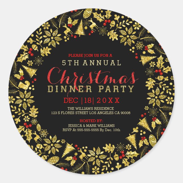 Adesivo Faux Dourado Flitter Wreath Natal (Frente)