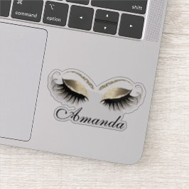 Adesivo Faux Dourado Glitter Makeup Artist Lashes Name