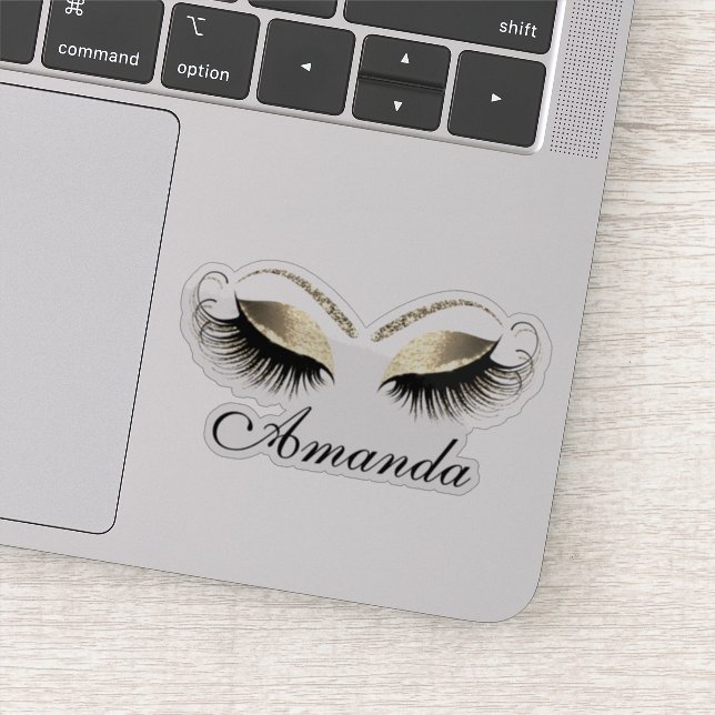 Adesivo Faux Dourado Glitter Makeup Artist Lashes Name (Detalhe)