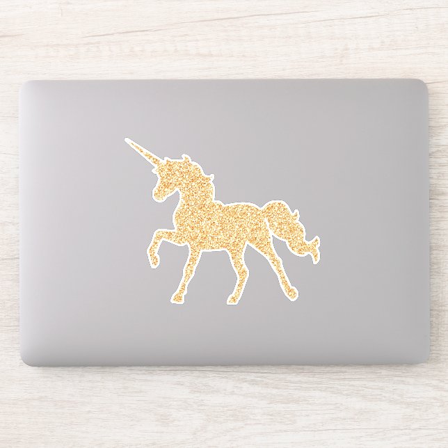 Adesivo Faux Dourado Glitter Unicorn Glam Vinyl Sticker (Computador)