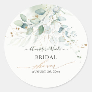 Adesivo Faux Dourado Watercolor Eucalyptus Chá de panela I