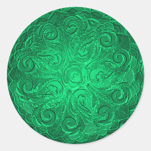 Adesivo Faux Embossed Look Ornamentado Seal, Verde (Frente)