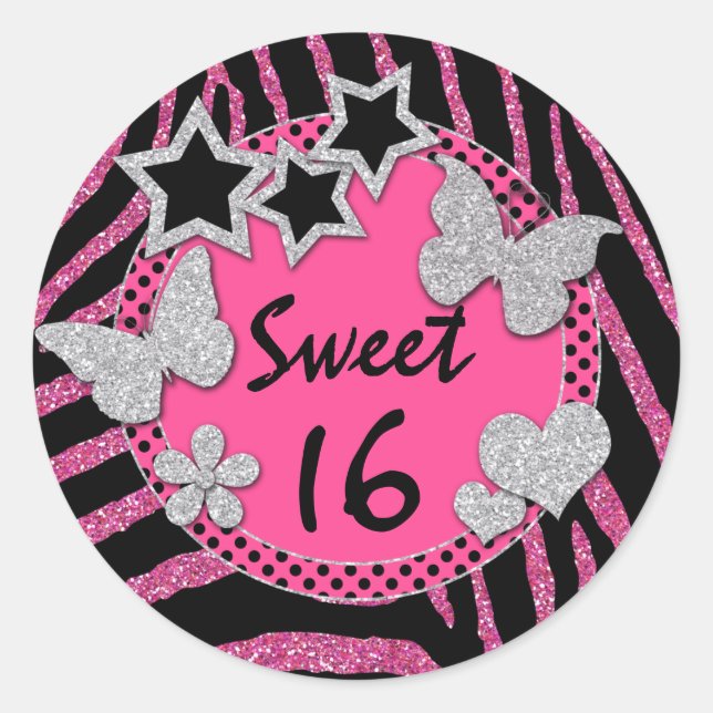 Adesivo FAUX Glitter 16 Sticker preto-rosa (Frente)