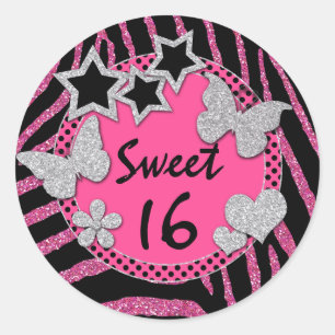 Adesivo FAUX Glitter 16 Sticker preto-rosa