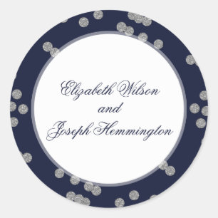 Adesivo FAUX Glitter confetti marinho e casamento prateado