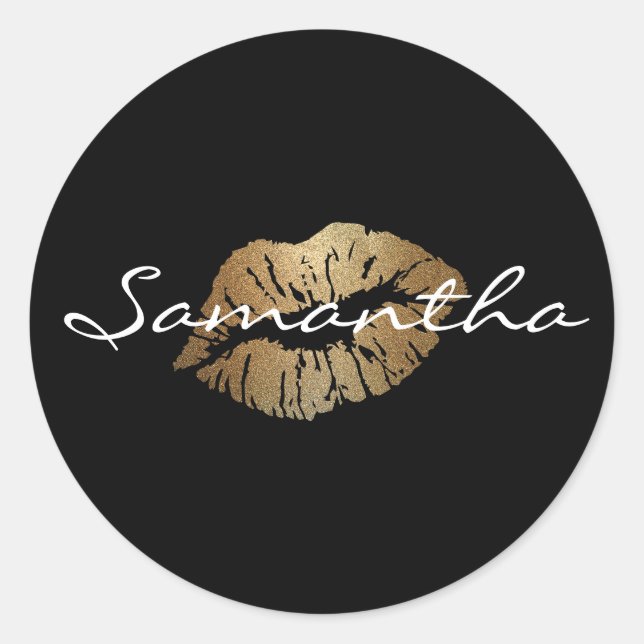 Adesivo Faux Glitter Dourado Kiss (Frente)