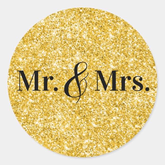 Adesivo Faux Glitter Dourado Sr. & Sra. Casamento (Frente)