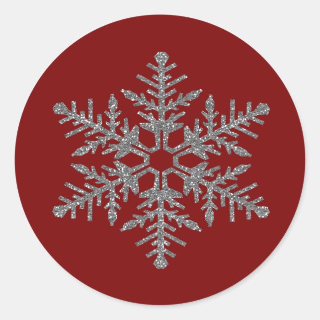 Adesivo Faux Glitter Snowflake de Red Silver (Frente)
