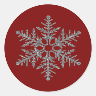 Adesivo Faux Glitter Snowflake de Red Silver
