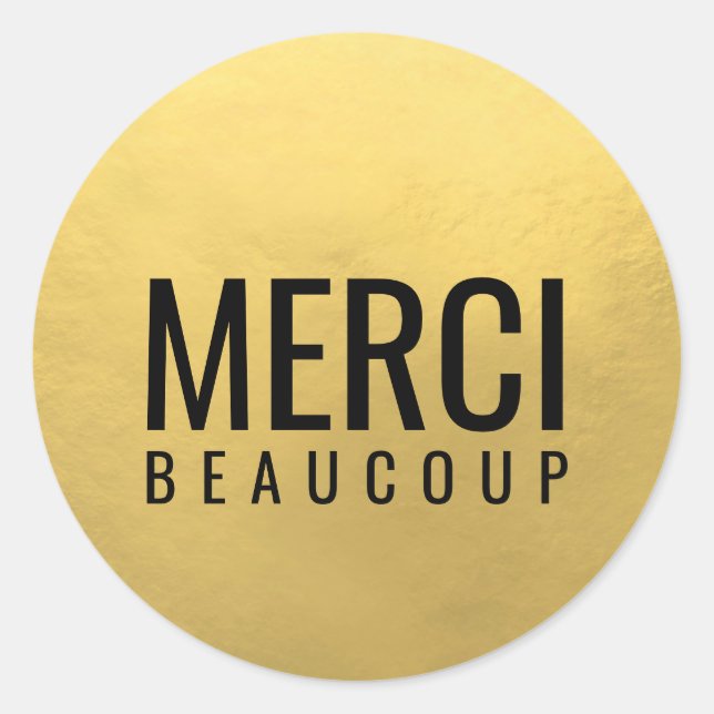 Adesivo Faux GOLD FOIL Black MERCI BEAUCOUP (Frente)