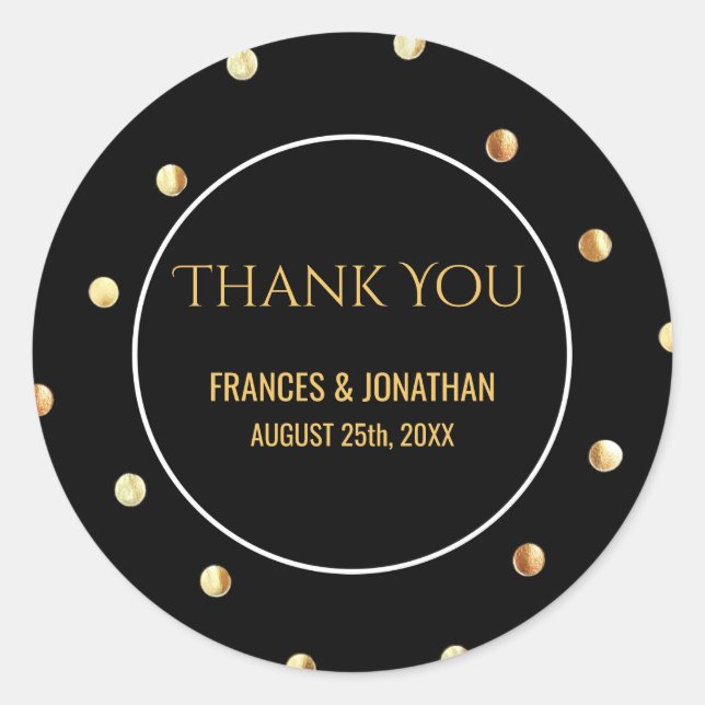 Adesivo Faux Gold Foil Confetti | Casamento Obrigado A Fav (Frente)