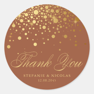 Adesivo Faux Gold Foil Confetti Pontos Obrigado Terracotta