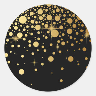 Adesivo Faux Gold Foil Confetti Pontos Sticker Preto
