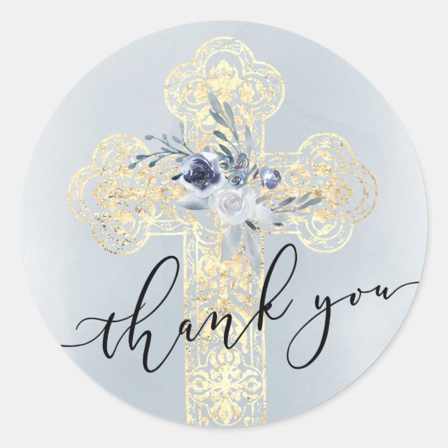 Adesivo Faux gold foil Cross | Obrigado (Frente)