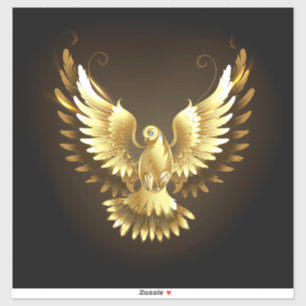 Adesivo Faux Gold Foil Peace Dove em Preto