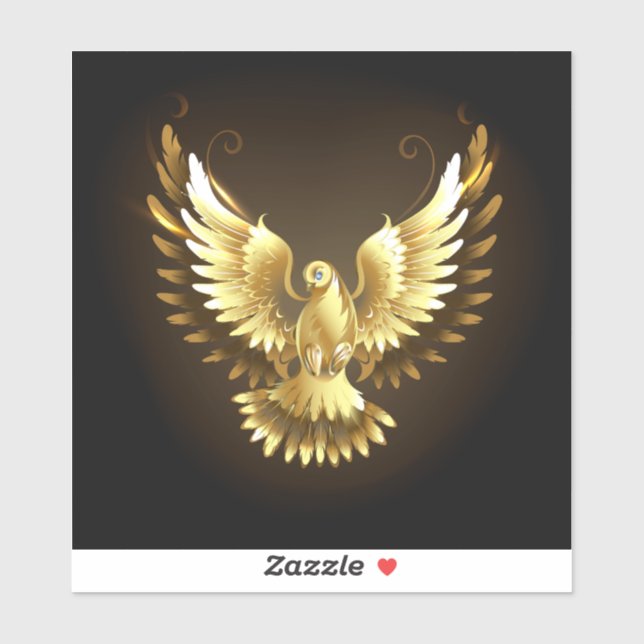 Adesivo Faux Gold Foil Peace Dove em Preto (Folha)