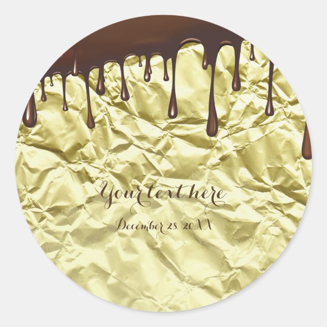 Adesivo Faux Gold Foil Wrapper Party Favor do Chocolate (Frente)