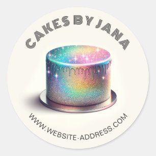 Adesivo Faux Holographic Rainbow Glitter Bakery Bakery