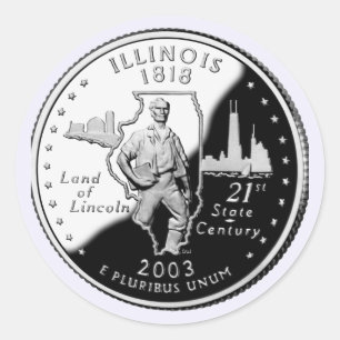 Adesivo Faux Illinois State Quarter