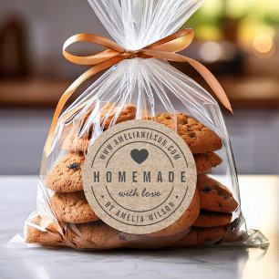 Adesivo Faux Kraft Rustic Bold Homemade With Love Heart