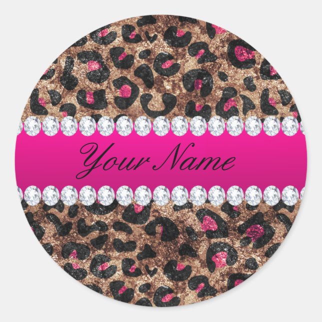 Adesivo Faux Leopardo-Quente-Rosa-Rosa Gold Foil e Diamant (Frente)