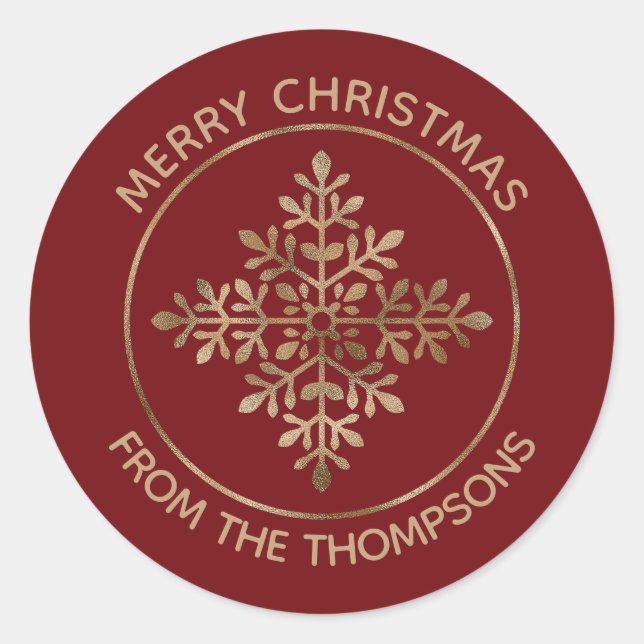 Adesivo Faux Ouro Foil Snowflake Em Vermelho (Folha Não Re (Frente)