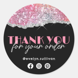 Adesivo Faux Pink Chunky Gliter Obrigado Sticker