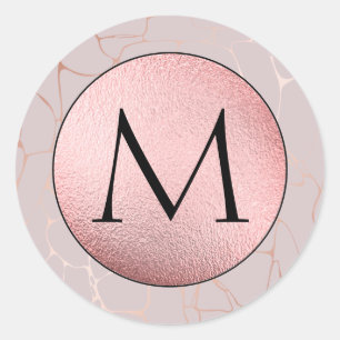Adesivo Faux Pink Foil - Monograma Mármore Rose Gold
