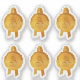 Adesivo Faux Prêmio/selos de certificado (Dourado inicial)