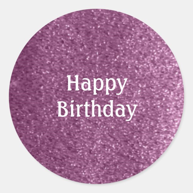 Adesivo Faux Purple Glitter Happy Birday (Frente)
