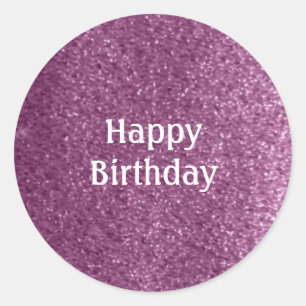 Adesivo Faux Purple Glitter Happy Birday