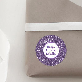 Adesivo Faux Purple Glitter Parecem Parabéns Personalizado