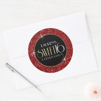 Adesivo Faux Red Glitter Envelope Seal