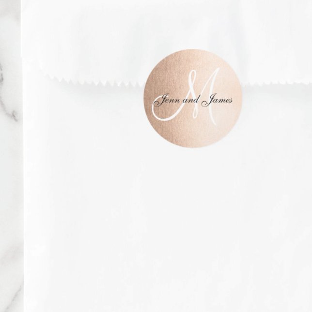 Adesivo Faux Rosa Gold Foil Black Wedor Inicial (Criador carregado)