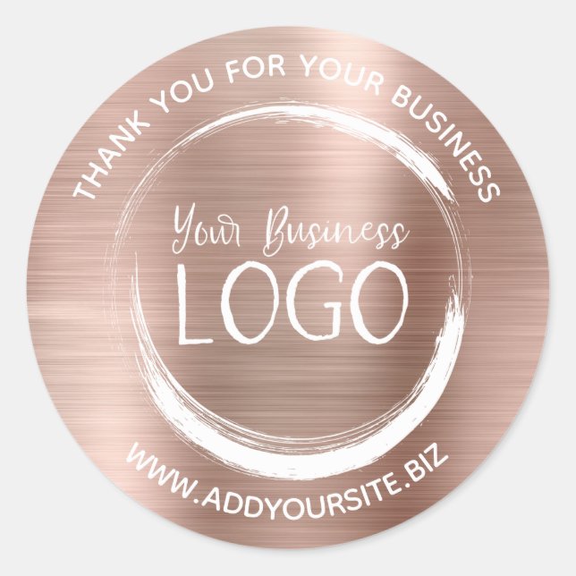 Adesivo Faux Rosa Gold Foil Obrigado pela sua empresa (Frente)