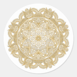Adesivo Faux Shiny Dourada Trendy Oriental Mandala Padrão