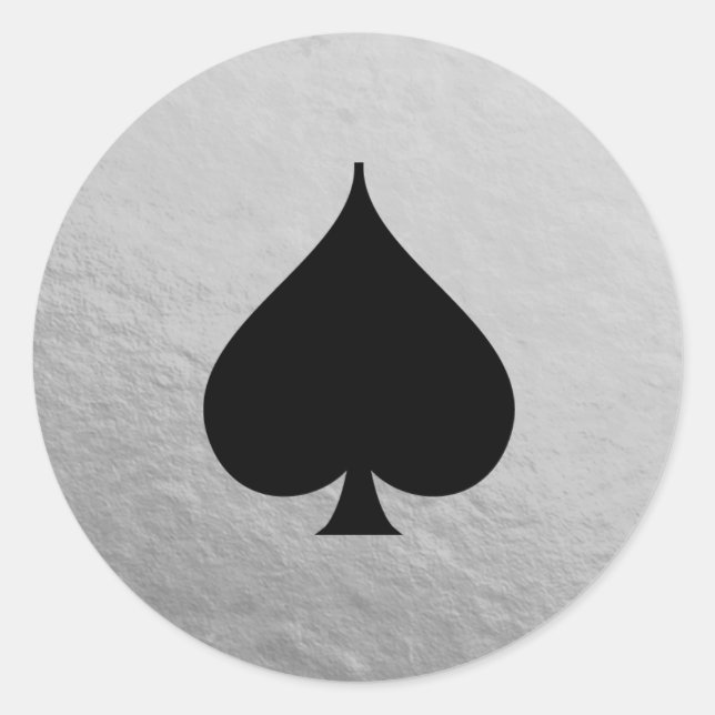 Adesivo Faux Silver Foil Black Spade Símbolo Stick (Frente)