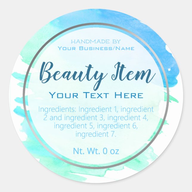 Adesivo Faux Silver Foil Handmade Skine Care Business (Frente)