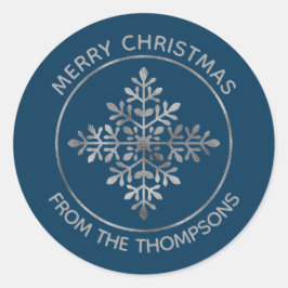 Adesivo Faux Silver Snowflake Sobre Azul (Folha Não Real)