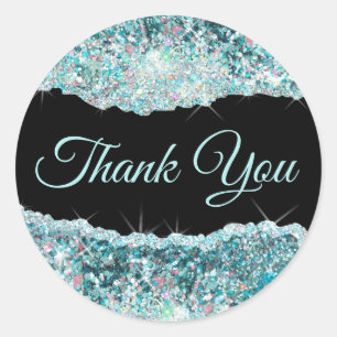 Adesivo Faux Teal Sequin Obrigado