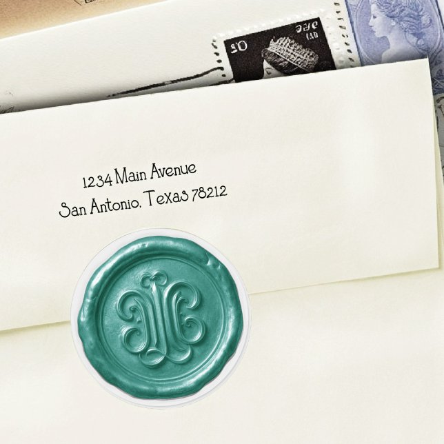 Adesivo Faux Wax Seal Deep Impression Teal Blue  (Criador carregado)