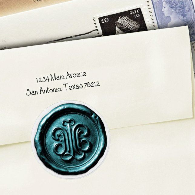 Adesivo Faux Wax Seal Deep Impression Teal Blue 2 (Criador carregado)