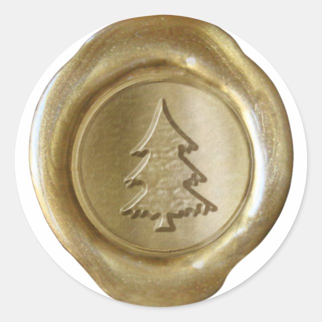 Adesivo Faux Wax Seal - Dourado - NATAL TREE II (Frente)