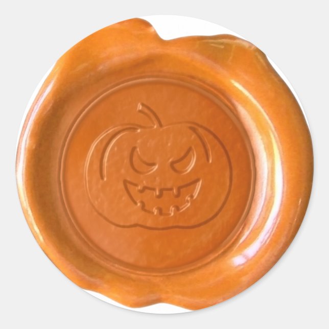 Adesivo Faux Wax Seal - Orange - JACK-O-LANTERN 01 (Frente)