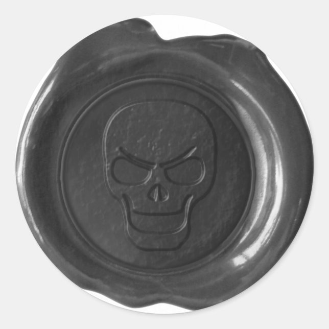 Adesivo Faux Wax Seal - Preto - Caveira 01 (Frente)