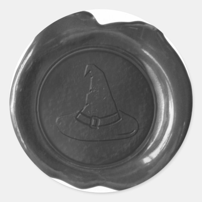 Adesivo Faux Wax Seal - Preto - WITCH HAT (Frente)