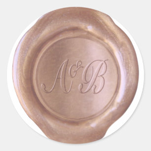 Adesivo Faux Wax Seal - Rosa Dourado - A&B Personalizado