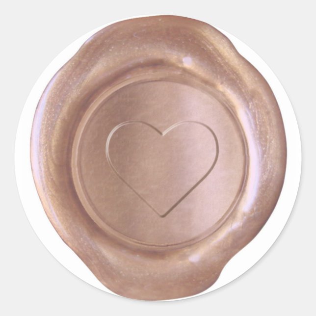 Adesivo Faux Wax Seal - Rosa Dourado - Coração (Frente)