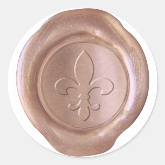 Adesivo Faux Wax Seal - Rosa Dourado - Fleur De Lis (Frente)